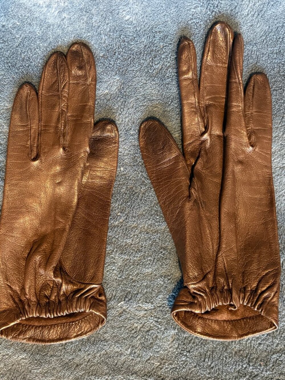 Vintage 1950s 1960s Lionel Le Grand Paris French Brown Kidskin Leather Gloves Si